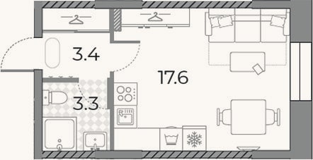 Планировка: Студия, 24,3 м²