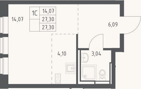 Планировка: Студия, 27,3 м²