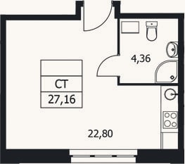 Планировка: Студия, 27,2 м²