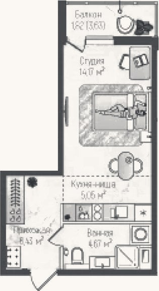 Планировка: Студия, 30,3 м²