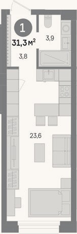 Планировка: Студия, 31,3 м²
