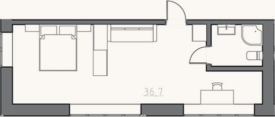 Планировка: Студия, 40 м²