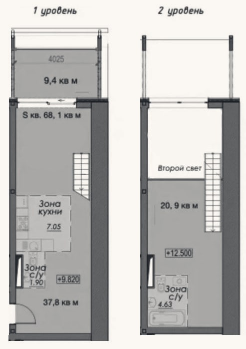 Планировка: Своб. план., 68,1 м²