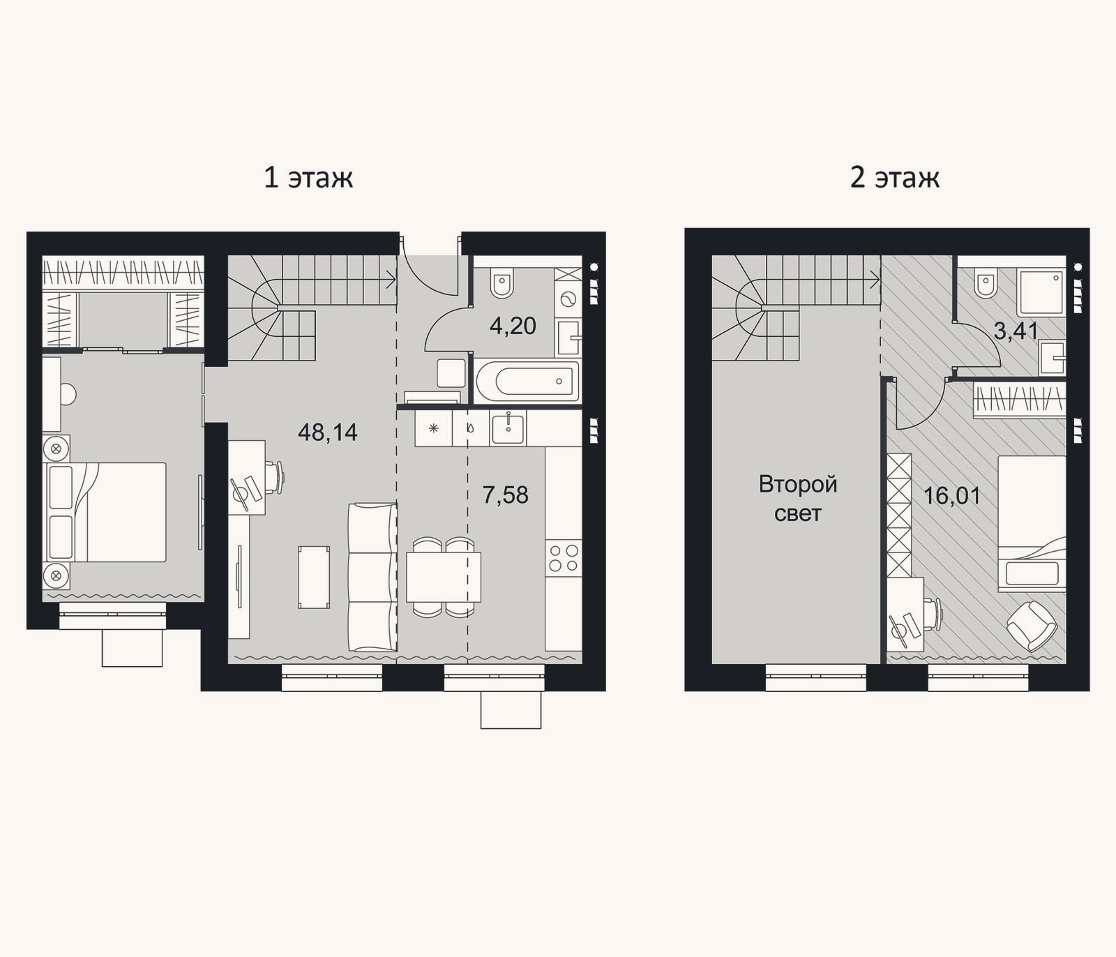 Планировка: 2-к, 71,8 м²