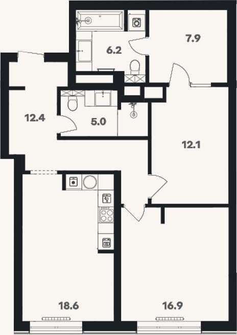 Планировка: Своб. план., 80,9 м²