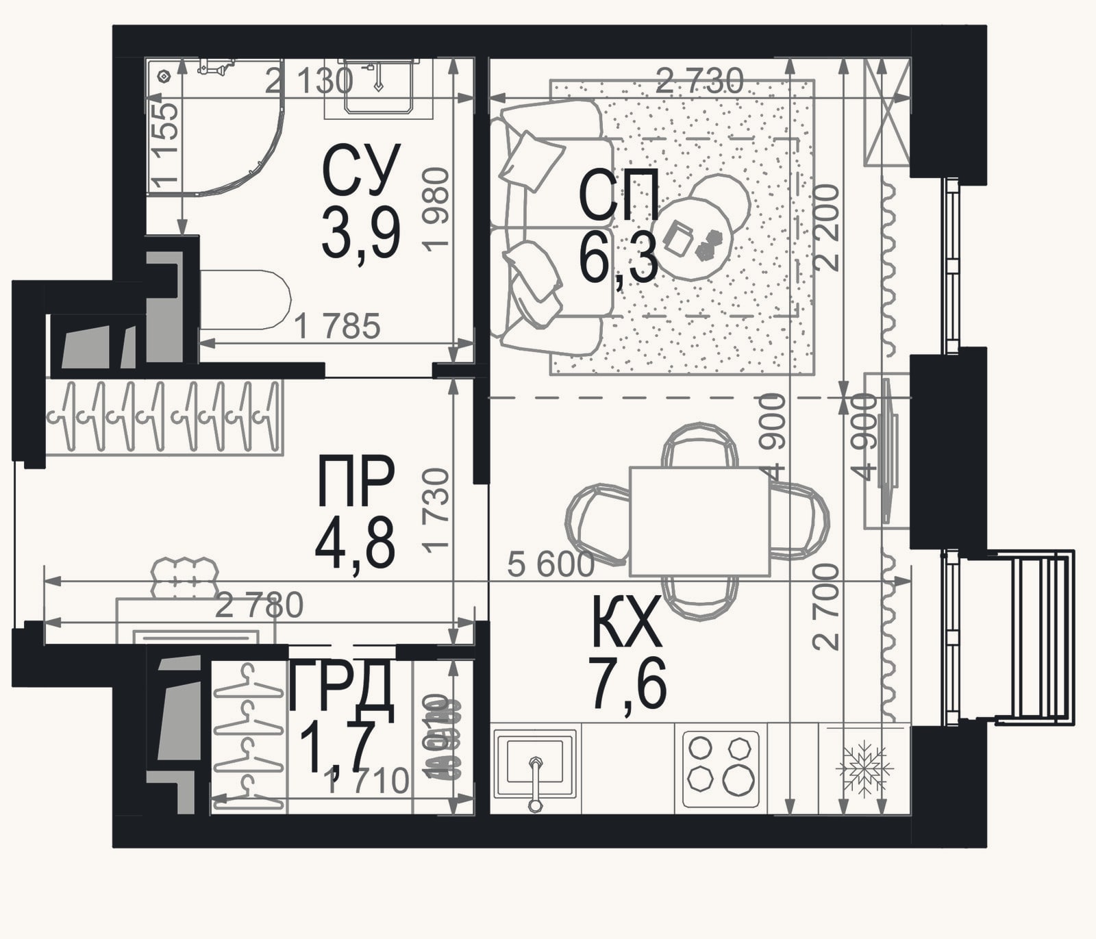 Планировка: Студия, 24,4 м²
