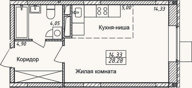 Планировка: Студия, 28,3 м²