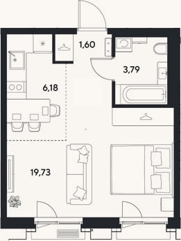 Планировка: Студия, 31,3 м²