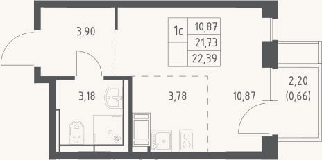 Планировка: Студия, 21,7 м²