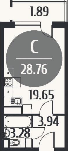 Планировка: Студия, 26,8 м²