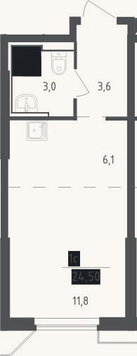 Планировка: Студия, 24,5 м²