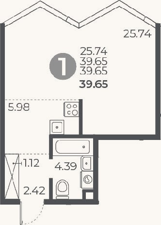 Планировка: Студия, 39,7 м²