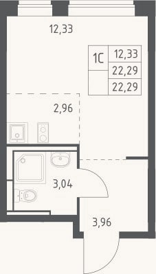 Планировка: Студия, 22,3 м²