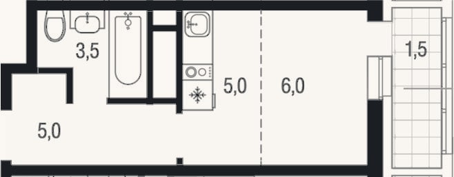 Планировка: Студия, 19,5 м²