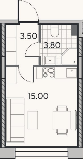 Планировка: Студия, 22,3 м²