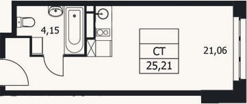 Планировка: Студия, 25,2 м²