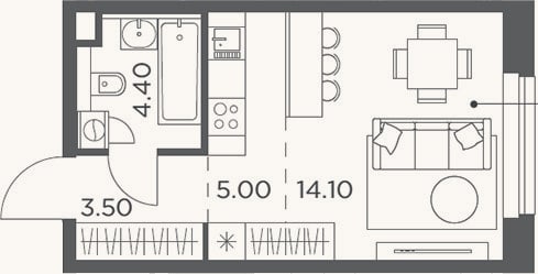 Планировка: Студия, 27 м²