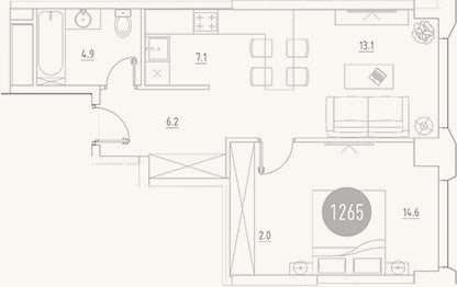 Планировка: 2-к, 47,9 м²