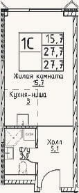 Планировка: Студия, 27,7 м²