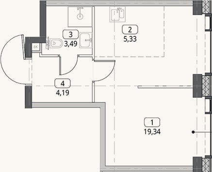 Планировка: Студия, 32,4 м²