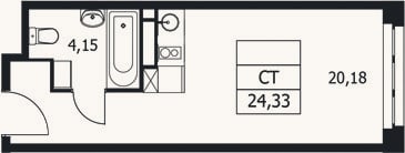 Планировка: Студия, 24,3 м²