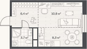 Планировка: Студия, 29,2 м²