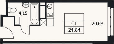 Планировка: Студия, 24,8 м²
