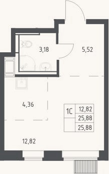 Планировка: Студия, 25,9 м²