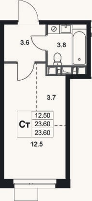 Планировка: Студия, 23,6 м²