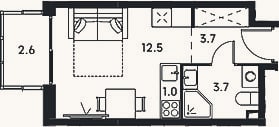 Планировка: Студия, 20,9 м²