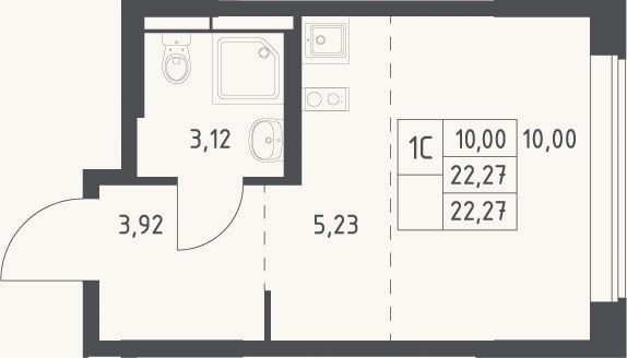 Планировка: Студия, 22,3 м²