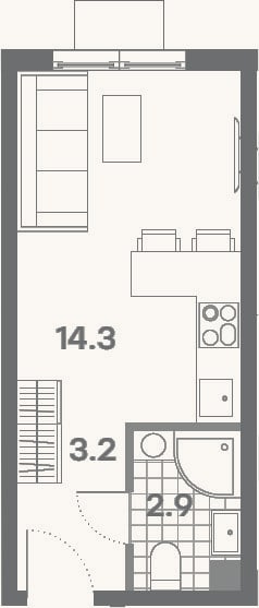 Планировка: Студия, 20,4 м²