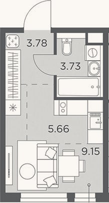 Планировка: Студия, 22,3 м²