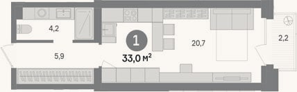 Планировка: Студия, 30,8 м²