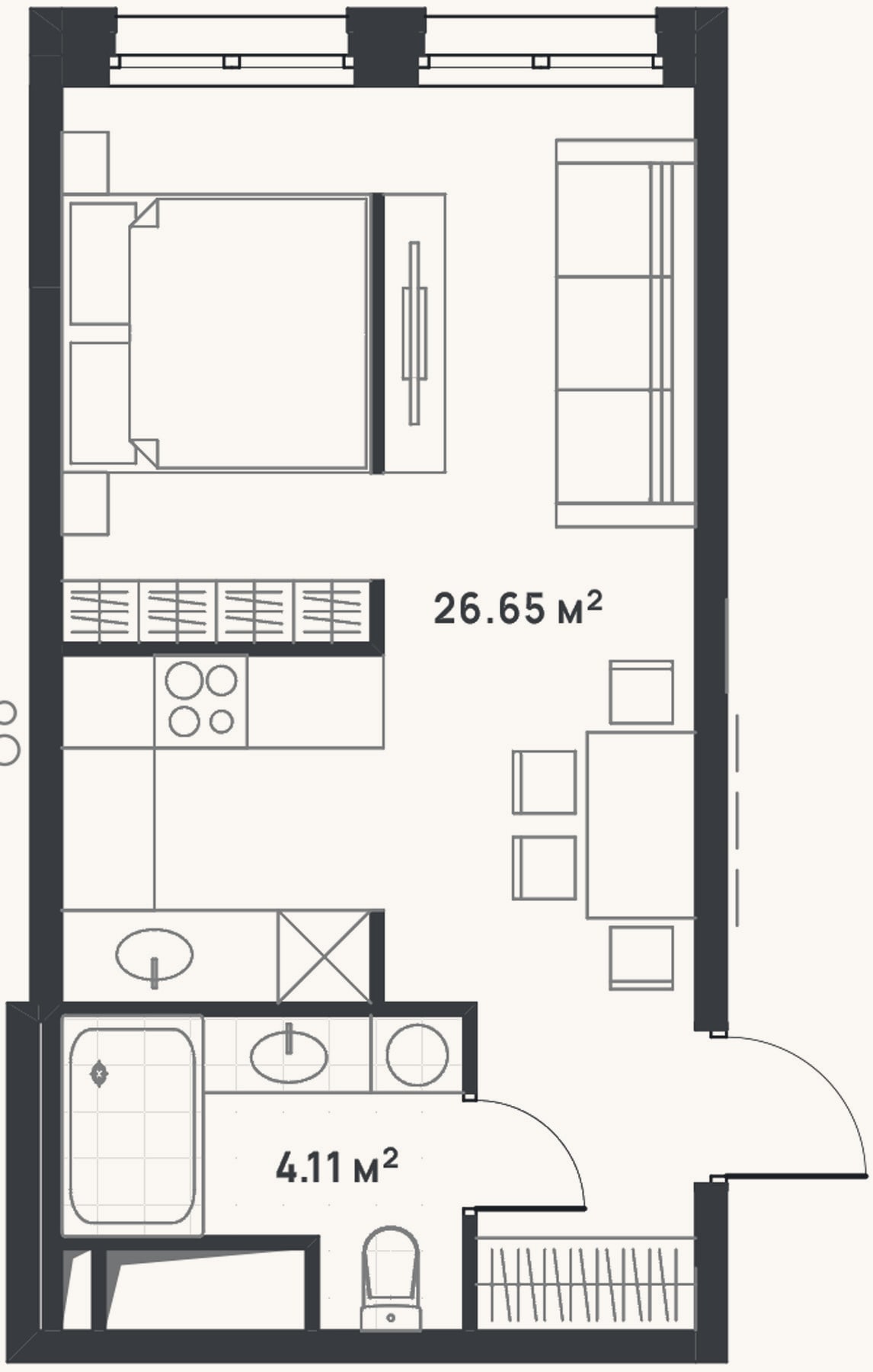 Планировка: Студия, 30,8 м²