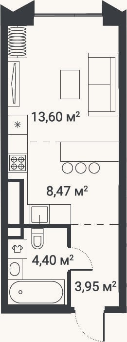 Планировка: Студия, 30,4 м²
