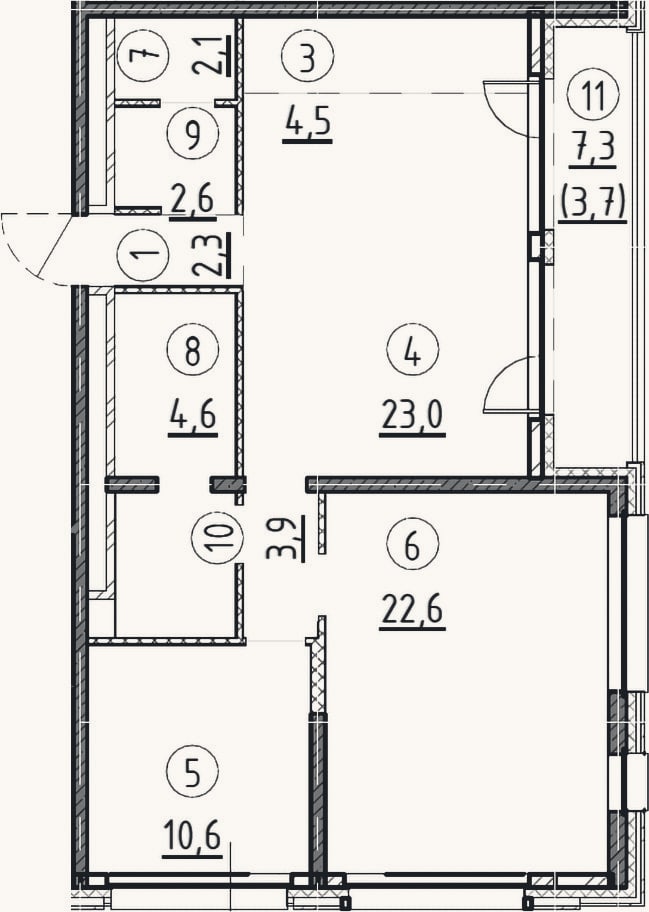 Планировка: 2-к, 78,4 м²