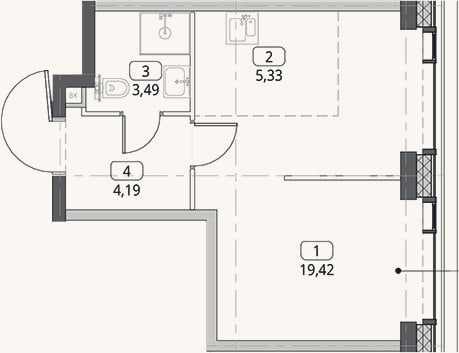 Планировка: Студия, 32,4 м²