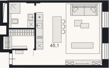 Планировка: Студия, 45 м²