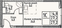 Планировка: Студия, 27,1 м²