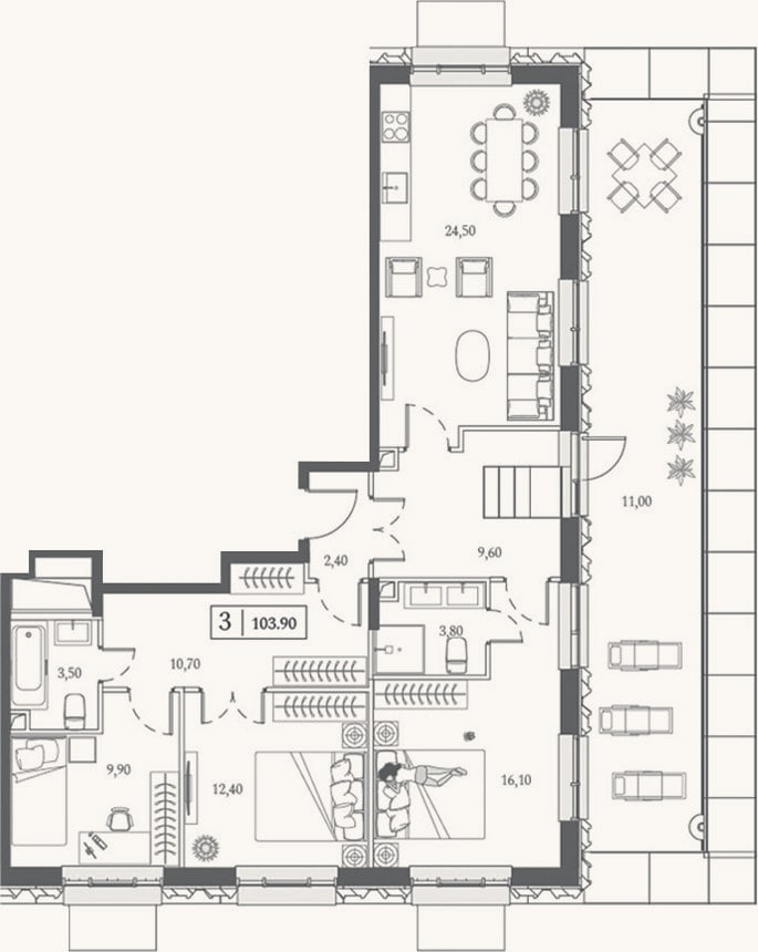 Планировка: 4+ к, 92,9 м²