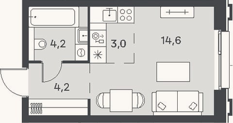 Планировка: Студия, 26 м²