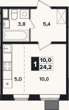 Планировка: Студия, 24,2 м²