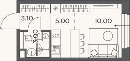 Планировка: Студия, 21,1 м²