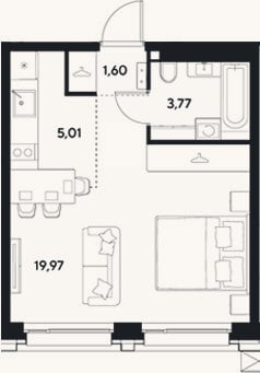 Планировка: Студия, 30,4 м²