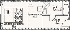Планировка: Студия, 27,2 м²