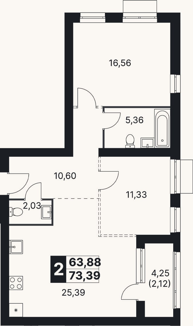 Планировка: 3-к, 71,3 м²