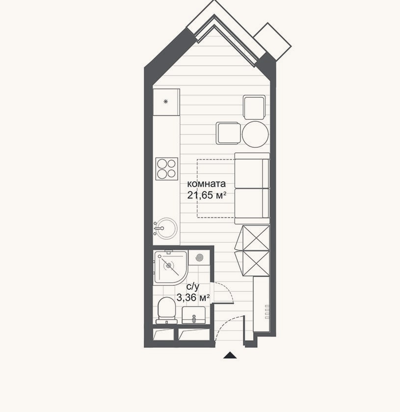 Планировка: Студия, 25 м²