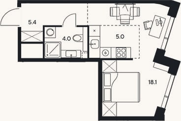 Планировка: Студия, 32,5 м²