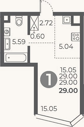 Планировка: Студия, 29 м²